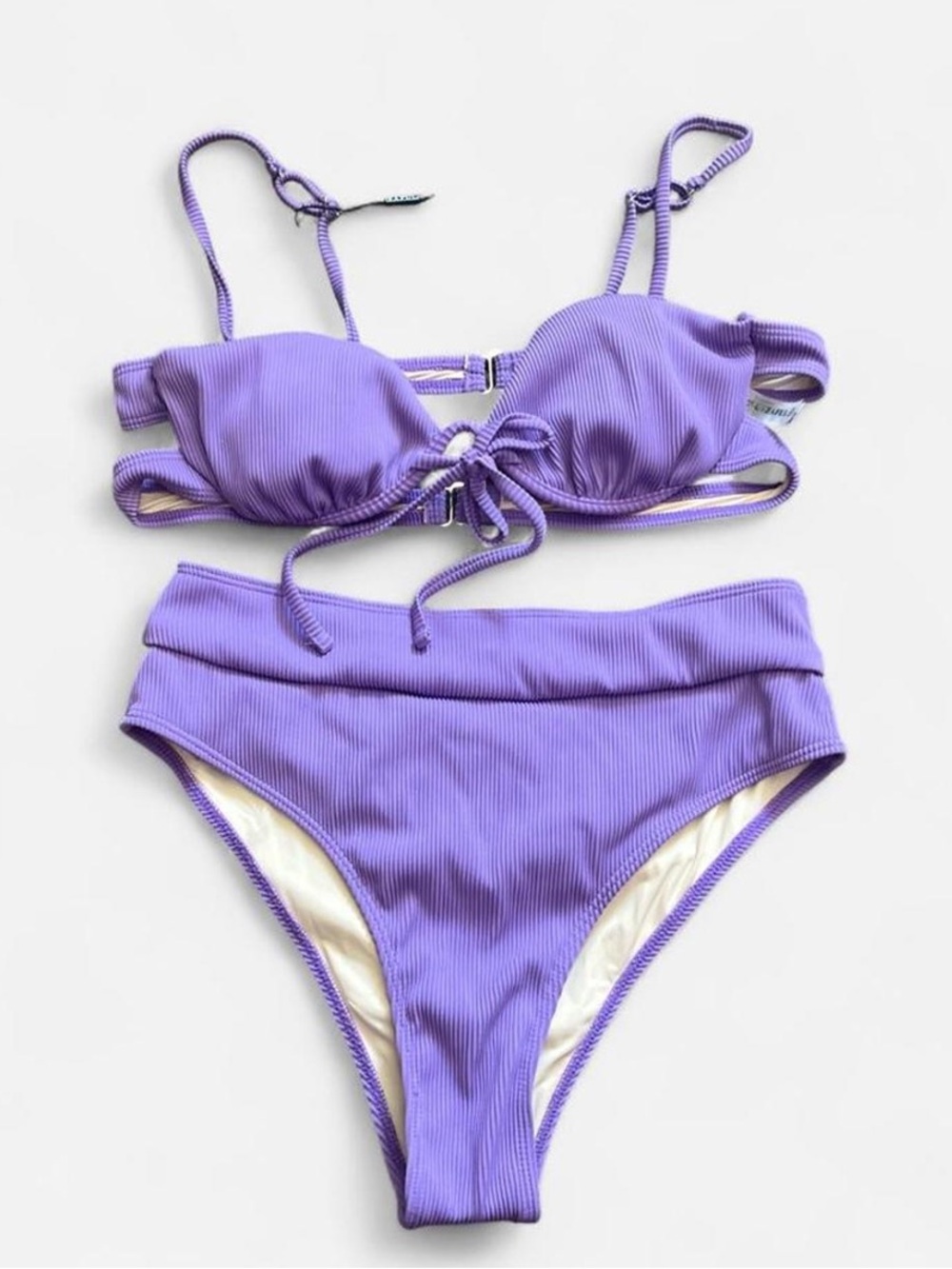 Zaful - Lavender Ribbed Bikini Set